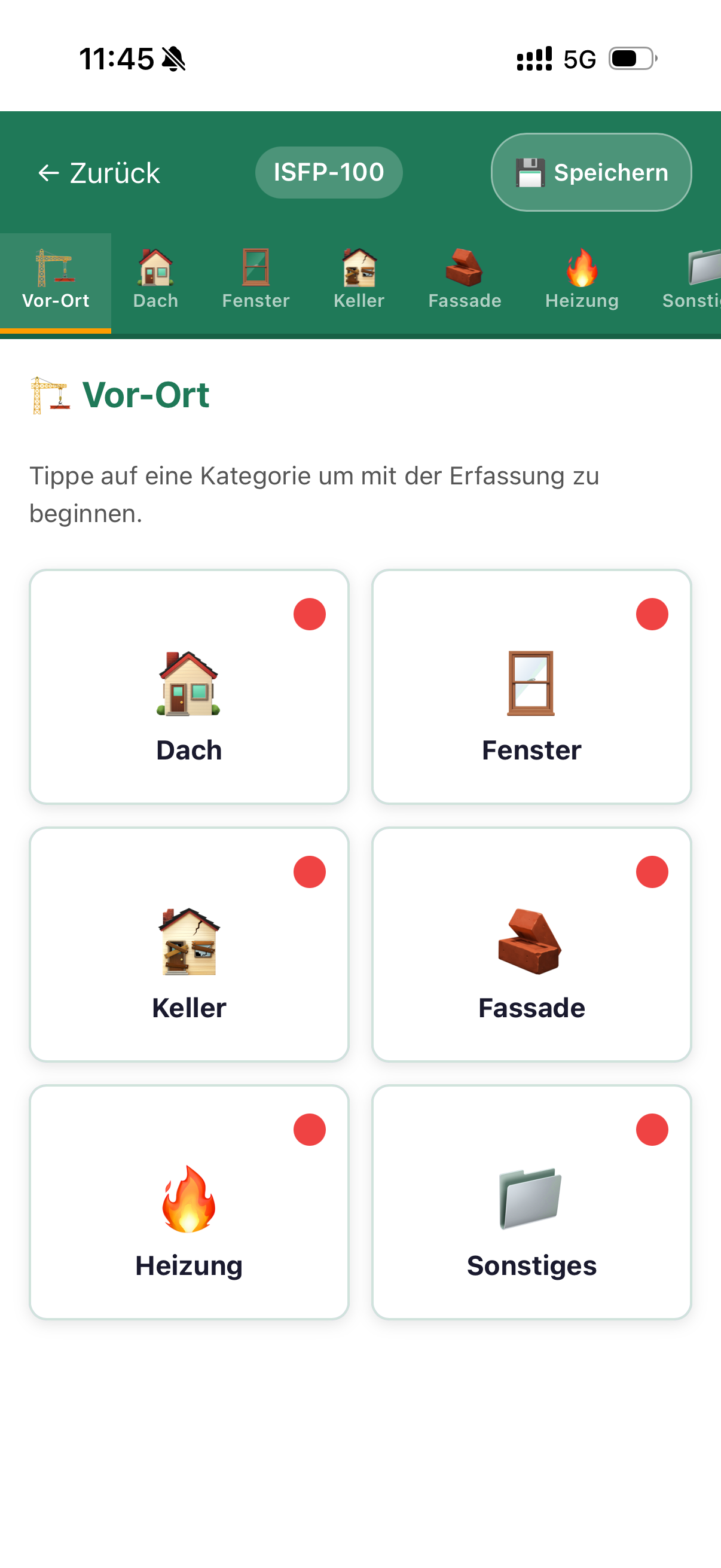 Kategorien-Übersicht vor Ort